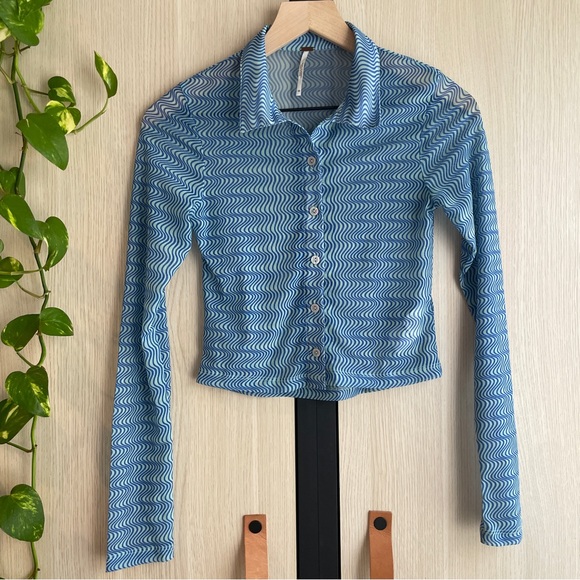Free People Mesh Long Sleeve Top - Picture 1 of 5